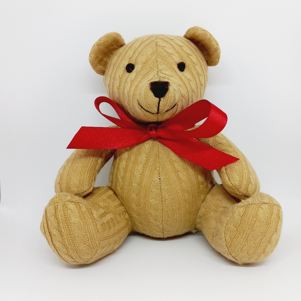 Martha Stewart - Cable Knit Teddy Bear With Bow